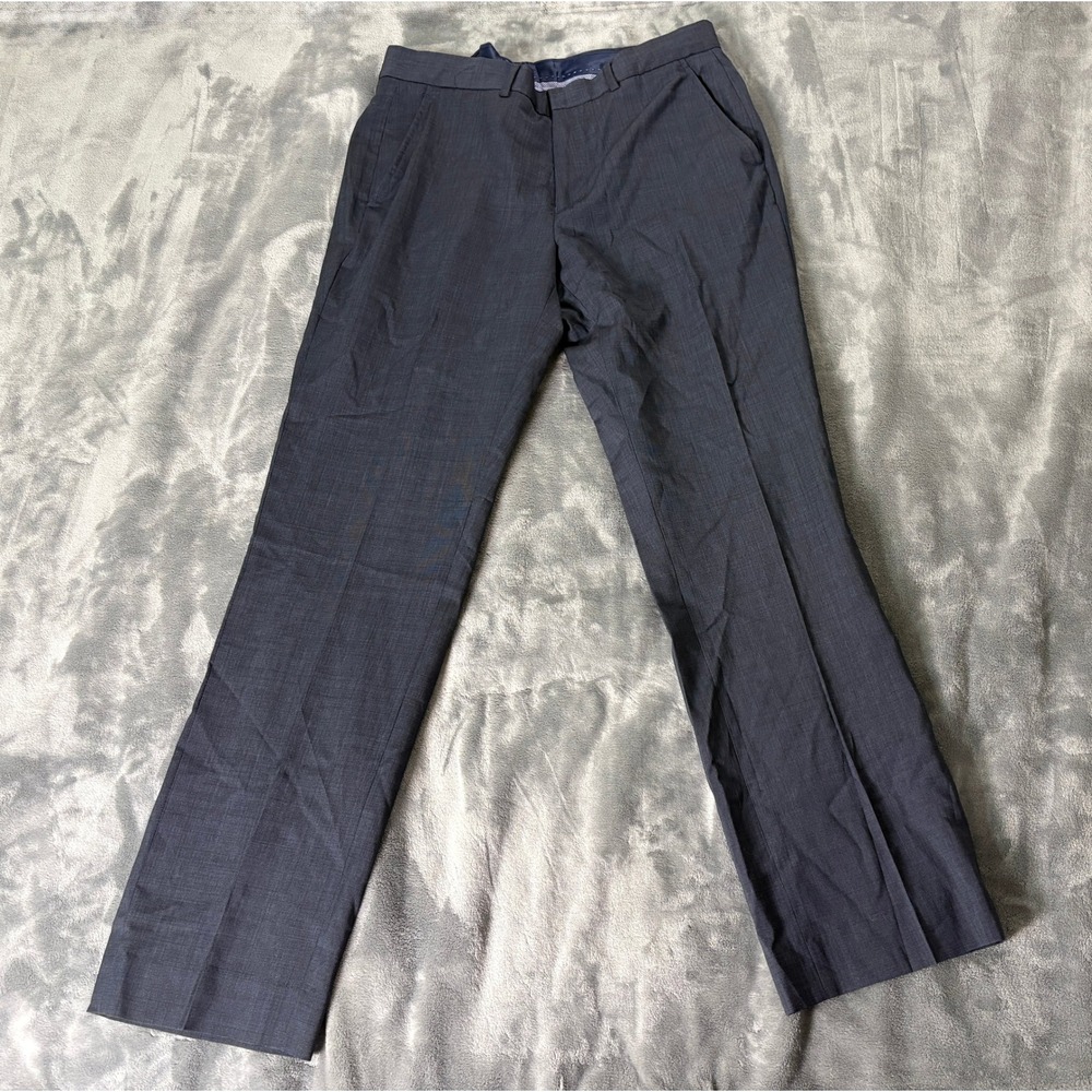 Nautica Mens Dress Pants 34W 32L Grey Wool Blend Flat Front Trousers